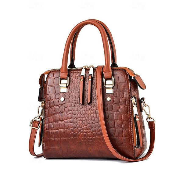 Crocodile Handbag with Women’s Leather Faux Tassel Pattern FashionChic