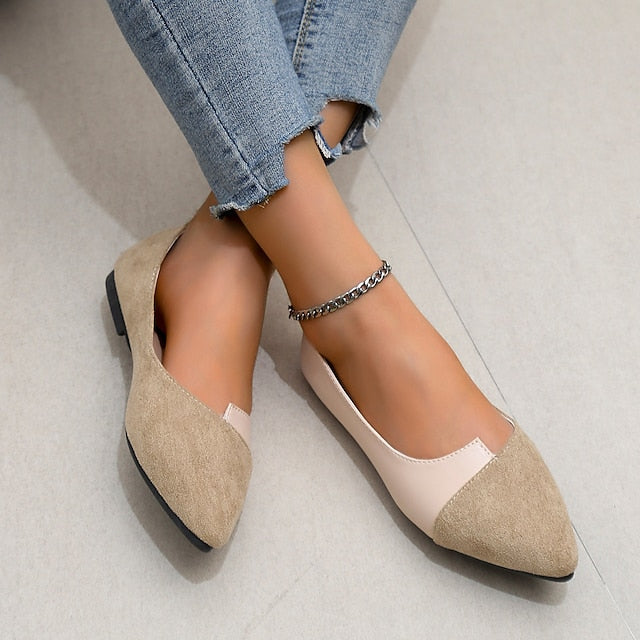 – Elegant Two-Tone Toe Flats Slip-On Women's Pointed FashionChic