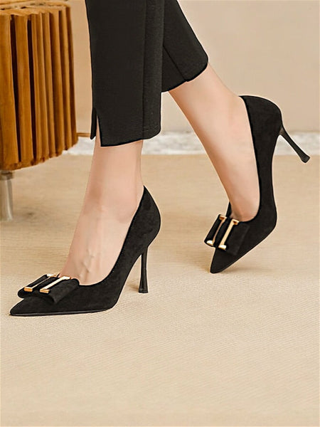 Teal Elegant Pointed - Heel Women's Pumps Toe Velvet Kitten FashionChic