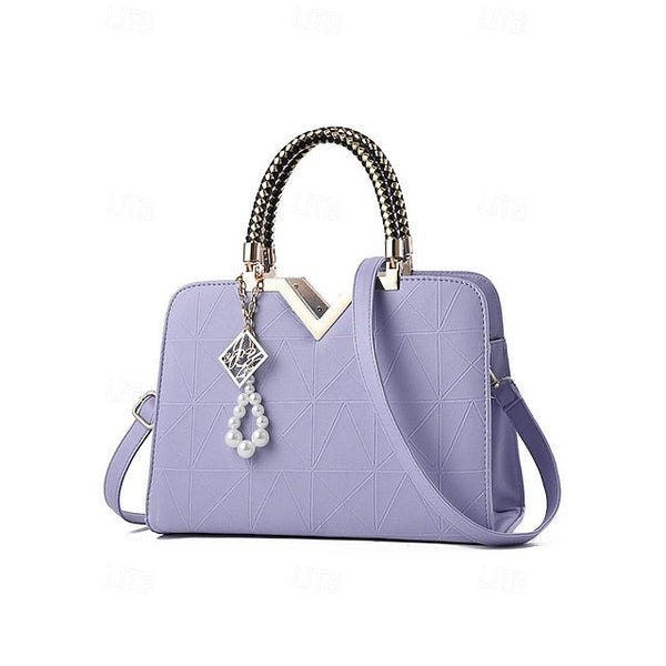 Handbag Faux with Elegant – Women's Pendant Pearl Leather FashionChic