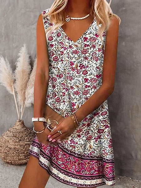 Women's Tank Dress Floral Ditsy Floral Print V Neck Midi