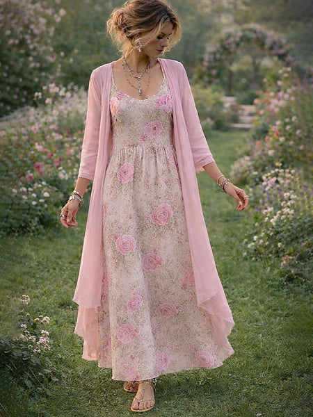 Women's Dress Set A Line Dress Vacation Boho Floral Graphic FashionChic