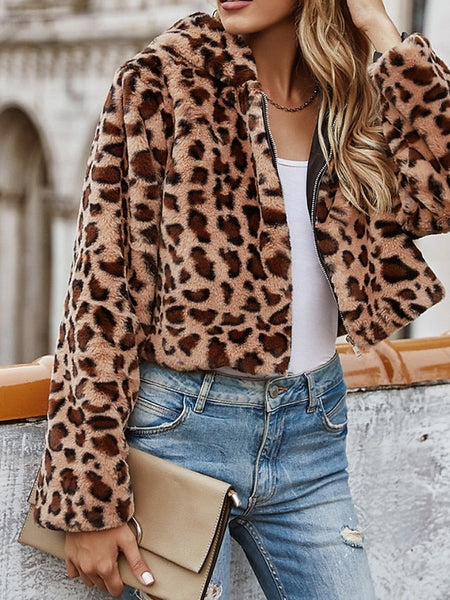 Comfortable Faux Women's Fur Jacket Coat Hoodie Warm FashionChic