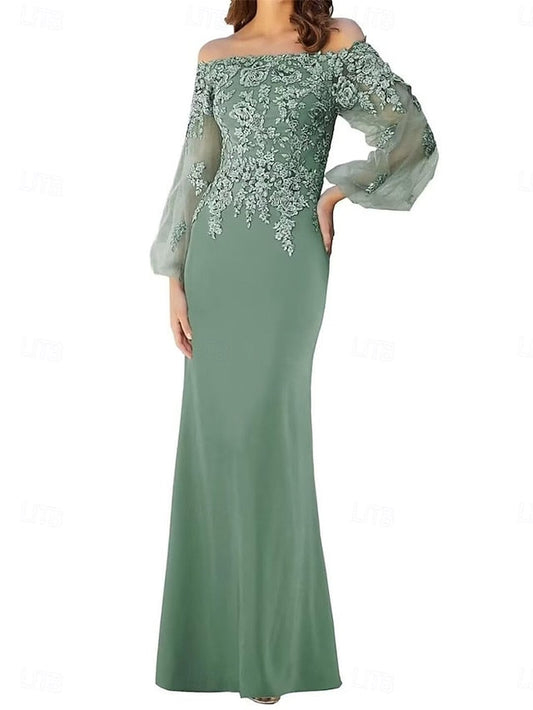 Mother of Mermaid Shoulder Elegant Dress Off the / Trumpet Bride FashionChic