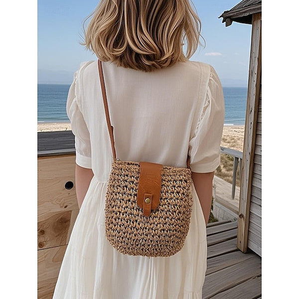 - Crossbody Women’s Chic Strap with Woven Straw Bag Leather FashionChic