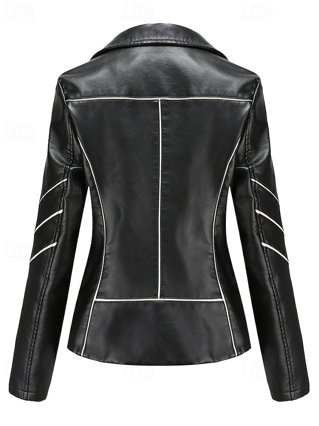 Faux Zipper Leather Comfortable Jacket Pocket Women's FashionChic