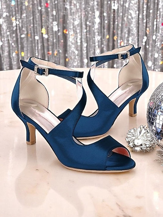 Kitten Wedding Shoes Women's Heel Bridal Buckle Open FashionChic