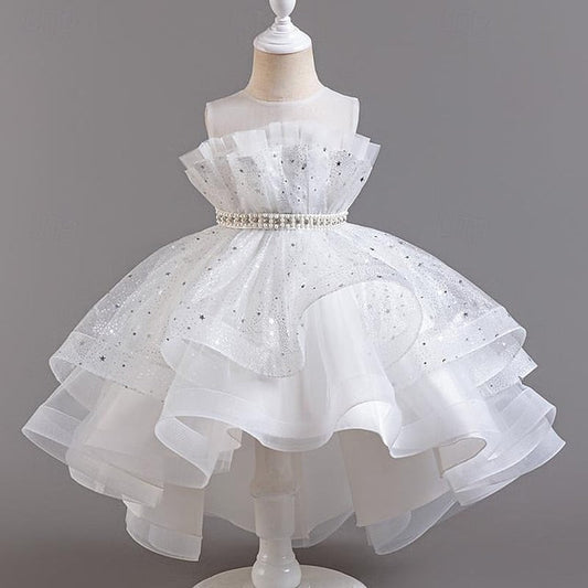Sleeveless Dress Girls' Party Kids Girl Sequin Flower FashionChic