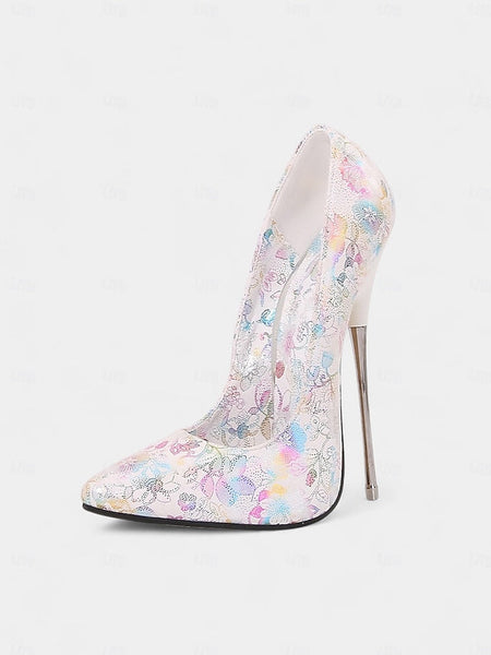 Stiletto Heels High Women's Jacquard Red FashionChic