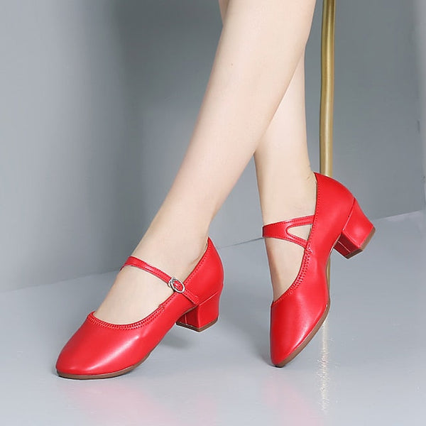 Dance Jane Low Women's Gold Mary with Shoes Heel Buckle FashionChic