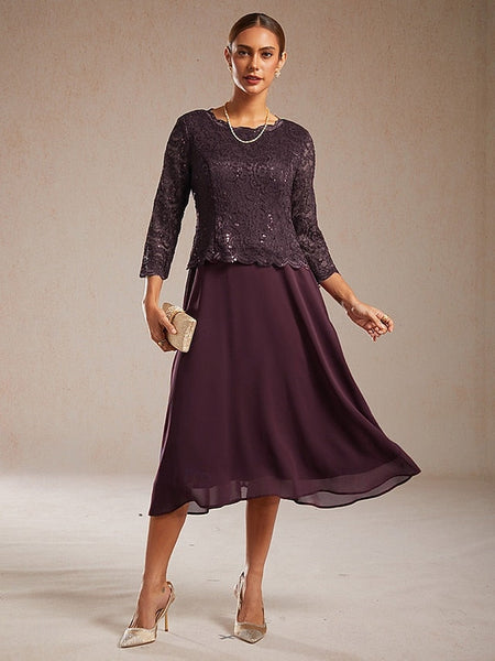 Women's Midi Dress Chiffon Dress Elegant Wedding Guest FashionChic