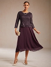 Women's Midi Dress Chiffon Dress Elegant Wedding Guest FashionChic