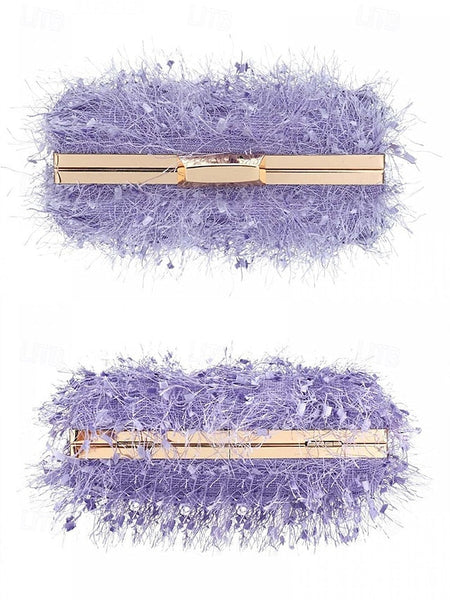 Chain Women's Evening Strap Feathered with Chic Clutch FashionChic