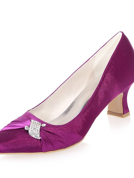 Kitten Women's Bow Blue with Rhinestone Royal Satin Heels FashionChic