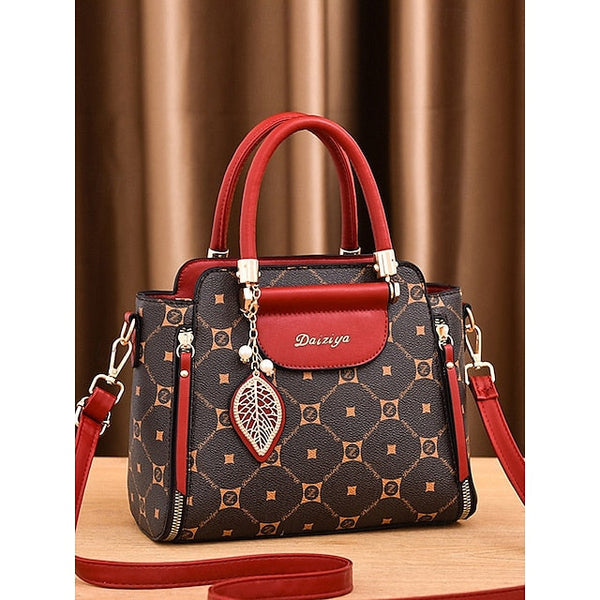 Women's Elegant Accents Leather Faux and Red Handbag with FashionChic