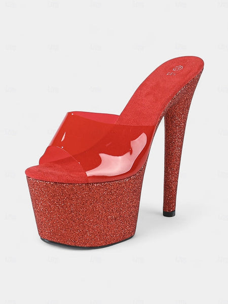 Stiletto Glitter Heels Red Women's Platform FashionChic