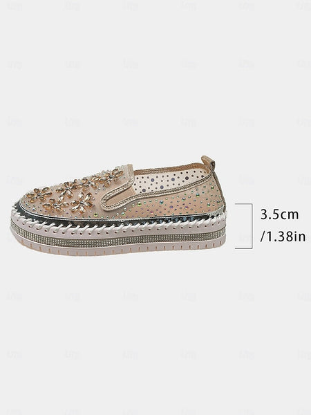 Mesh Rhinestone Embellished Women's Sneakers with Slip-On FashionChic