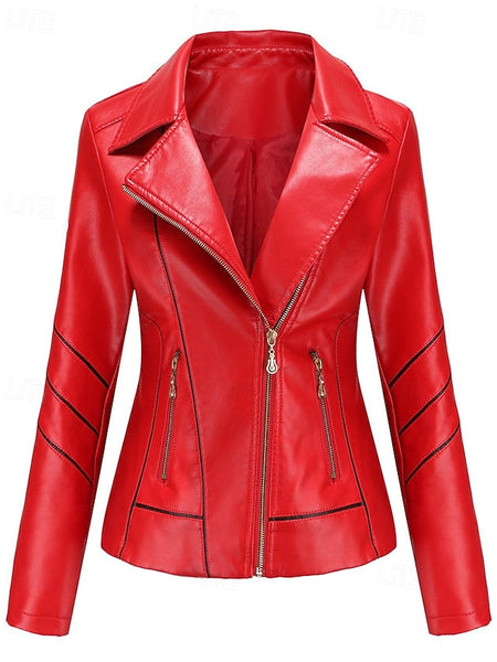 Faux Zipper Leather Comfortable Jacket Pocket Women's FashionChic