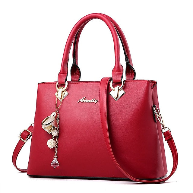 White Faux Handbag Gold Women's with Elegant Leather FashionChic