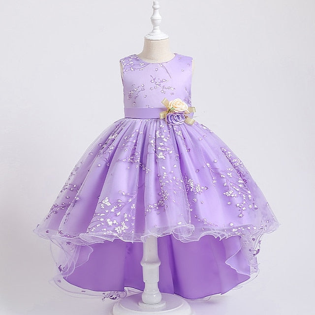 Sleeveless Floral Girls' Kids Solid Dress Wedding Colored FashionChic