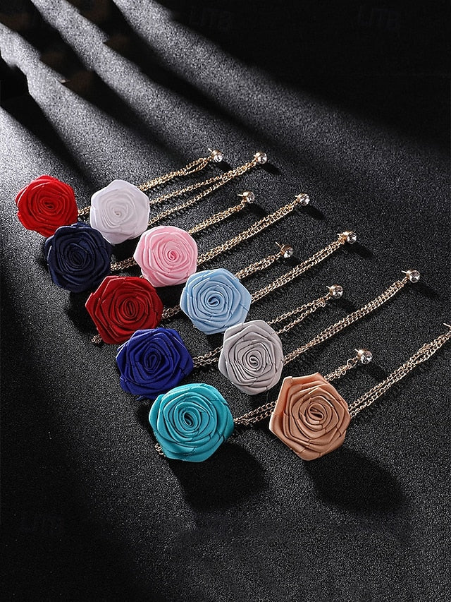 Elegant with – Rose Lapel Red Chain Gold Pin Men's FashionChic