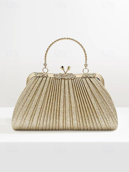 with Pleated Glitter Women's Vintage Clutch Evening Purse FashionChic