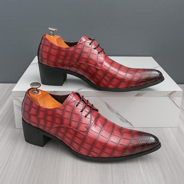Pattern Dress Shoes Crocodile Leather – Red Faux Men's FashionChic