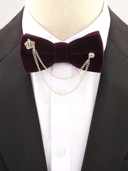 Crown Men's and with Bow Velvet Chain Detail Tie – FashionChic