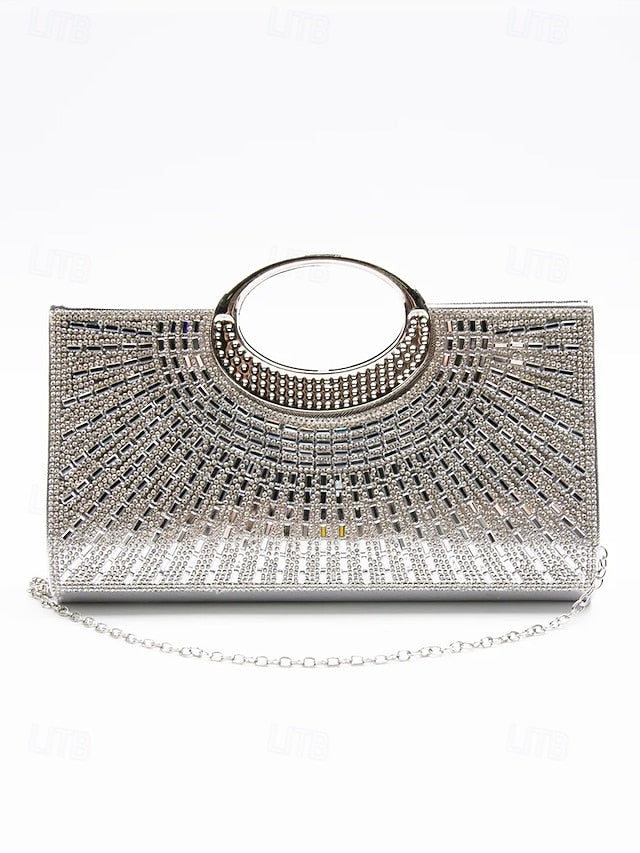 – Evening Gold Handle Glamorous with Round Clutch Crystal FashionChic