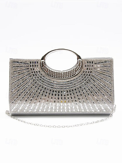 – Evening Gold Handle Glamorous with Round Clutch Crystal FashionChic
