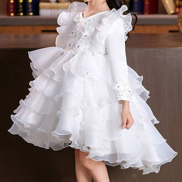 Long Wedding Party Kids Special Dress Sleeve Flower Girls' FashionChic