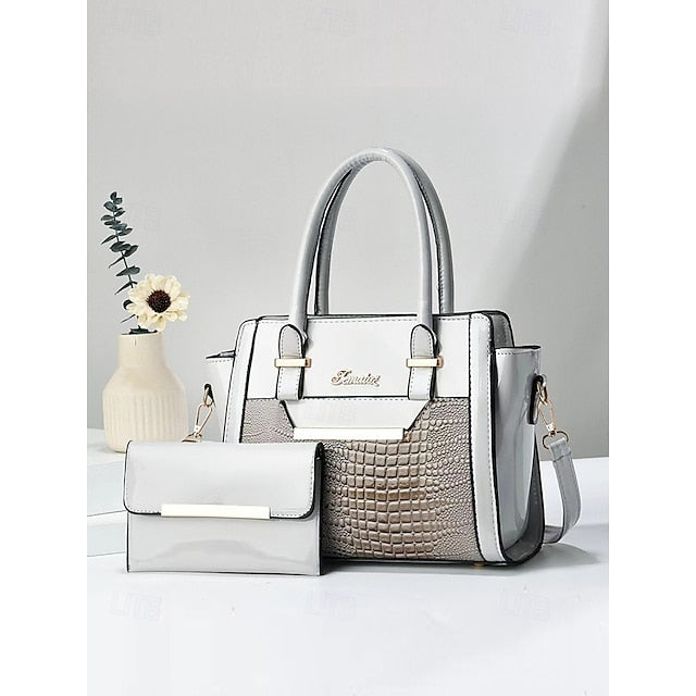 Faux Set Handbag Glossy Women's – Patent Leather FashionChic