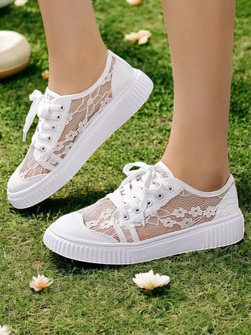 Sneakers for Wedding Floral Bridal Casual – Women Lace Shoes FashionChic