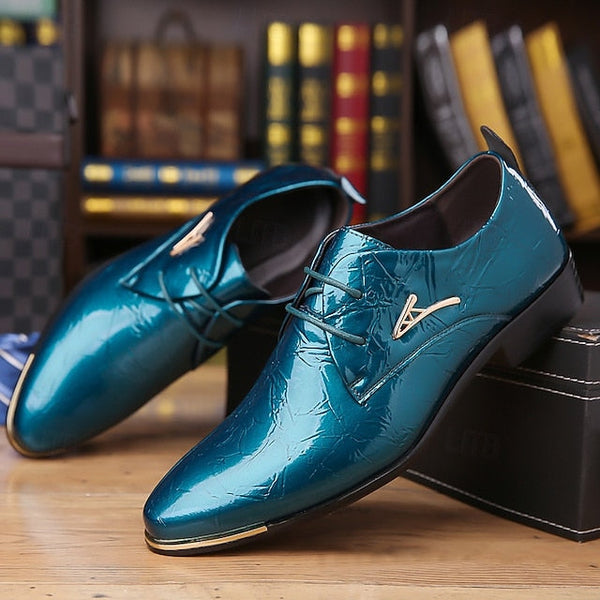Dress – Purple Shoes Men's Lace-Up Bold Patent Shiny FashionChic