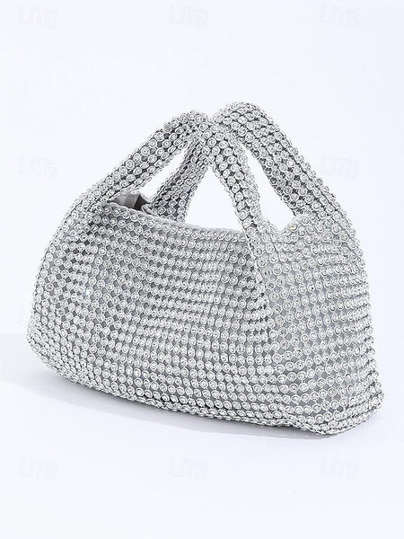 Women's Rhinestone Silver Sparkling Evening – Handbag FashionChic