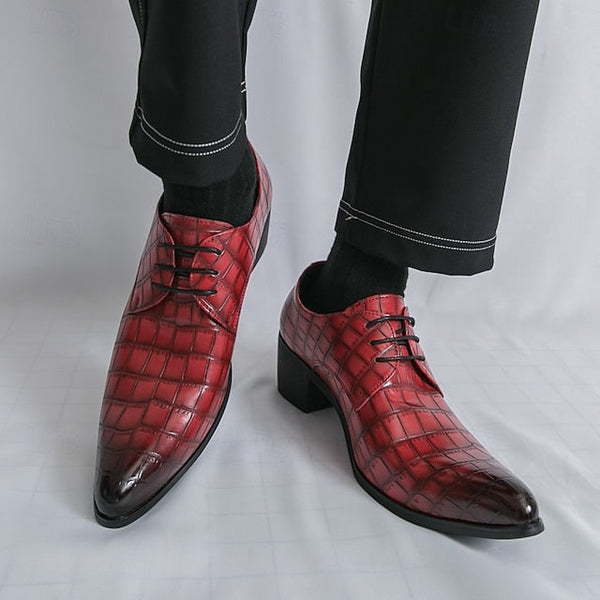 Pattern Dress Shoes Crocodile Leather – Red Faux Men's FashionChic