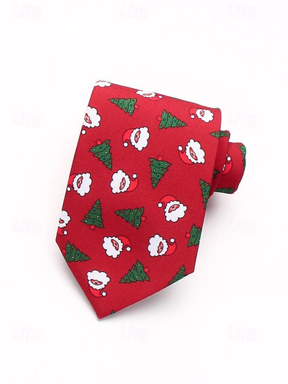 Fun Polyester Tree Men's Christmas Silk Santa – and Tie FashionChic