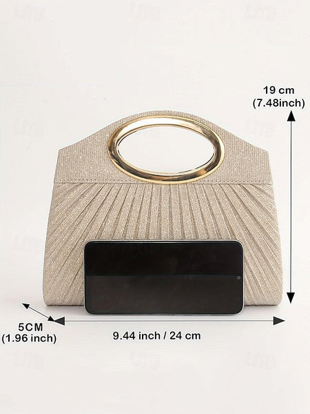 Gold Glitter Women's Clutch Bag with Handle Evening FashionChic