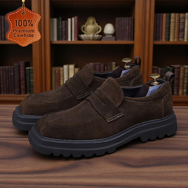 Men's Business Suede Cowhide Loafers -Classic Leather FashionChic