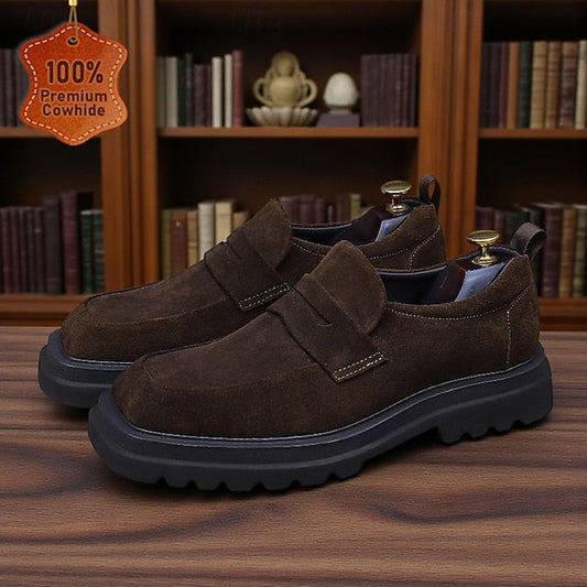 Men's Business Suede Cowhide Loafers -Classic Leather FashionChic