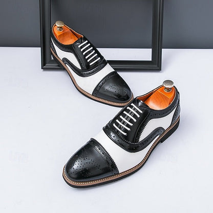 Men's Classic with Brogue Brown Oxford White Shoes and FashionChic