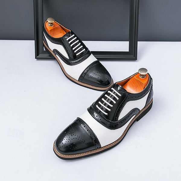 Men's Classic with Brogue Brown Oxford White Shoes and FashionChic