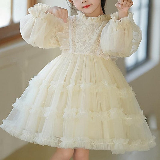 Flower Color Party Kids Girls' Girl Long Solid Dress FashionChic