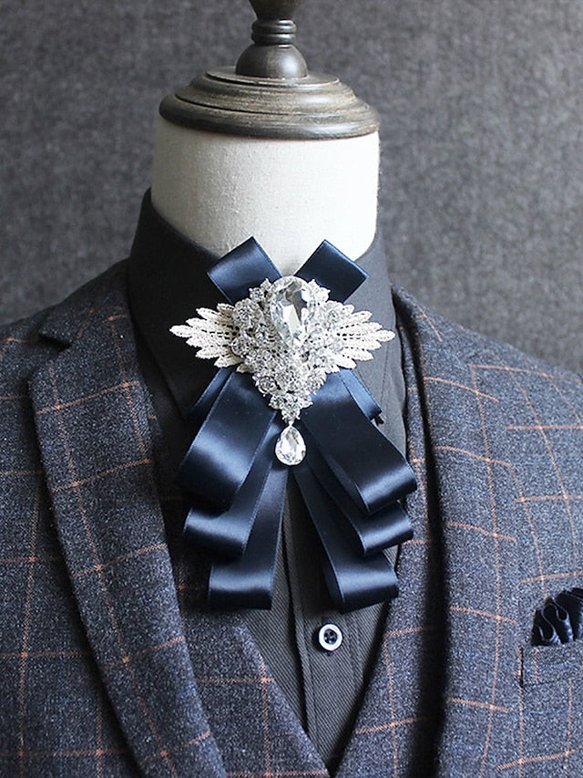 Luxury Brooch Bow Pin Tie Men's Crystal - Elegant Ribbon FashionChic