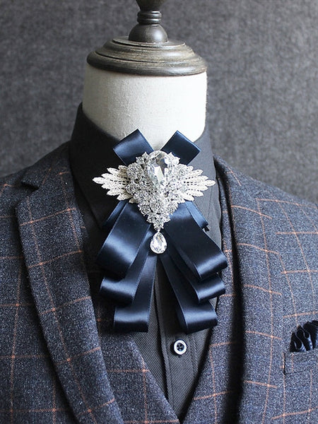 Luxury Brooch Bow Pin Tie Men's Crystal - Elegant Ribbon FashionChic