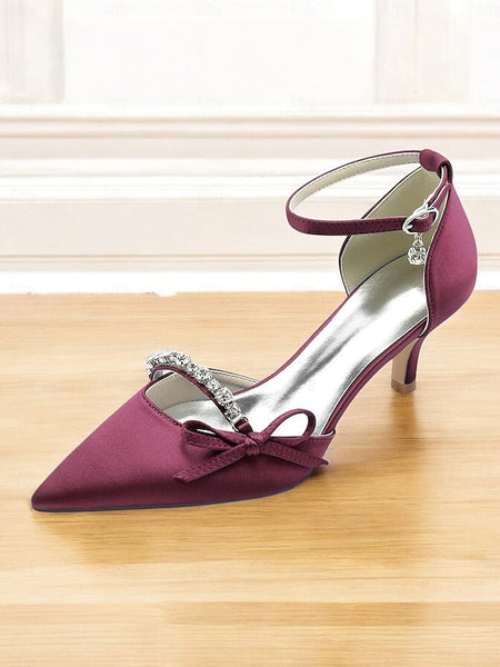 Pointed-Toe Wedding – Shoes Heel Elegant Kitten Women for FashionChic