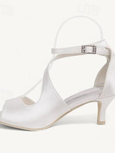 Bridal Shoes Kitten Heel Open Women's Buckle Wedding FashionChic