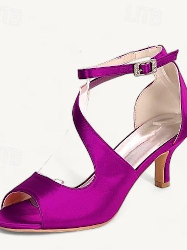 Kitten Wedding Shoes Women's Heel Bridal Buckle Open FashionChic