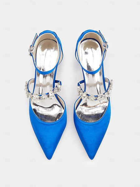 - Satin Embellishments Rhinestone Black Women's with Heels FashionChic