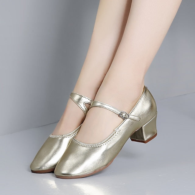 Dance Jane Low Women's Gold Mary with Shoes Heel Buckle FashionChic